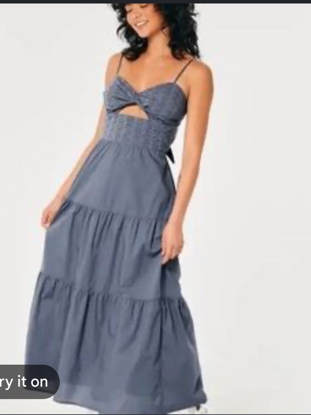 Social Tourist By Hollister Women's Eyelet Maxi Dress with Front Knot Size M